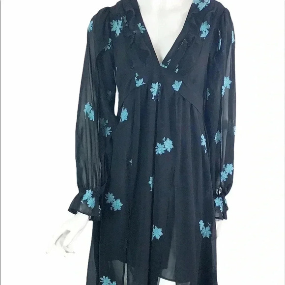 NEW TOPSHOP Idol Women's Size 6 Embellished Floral Long Midi Dress Chiffon - Picture 7 of 10